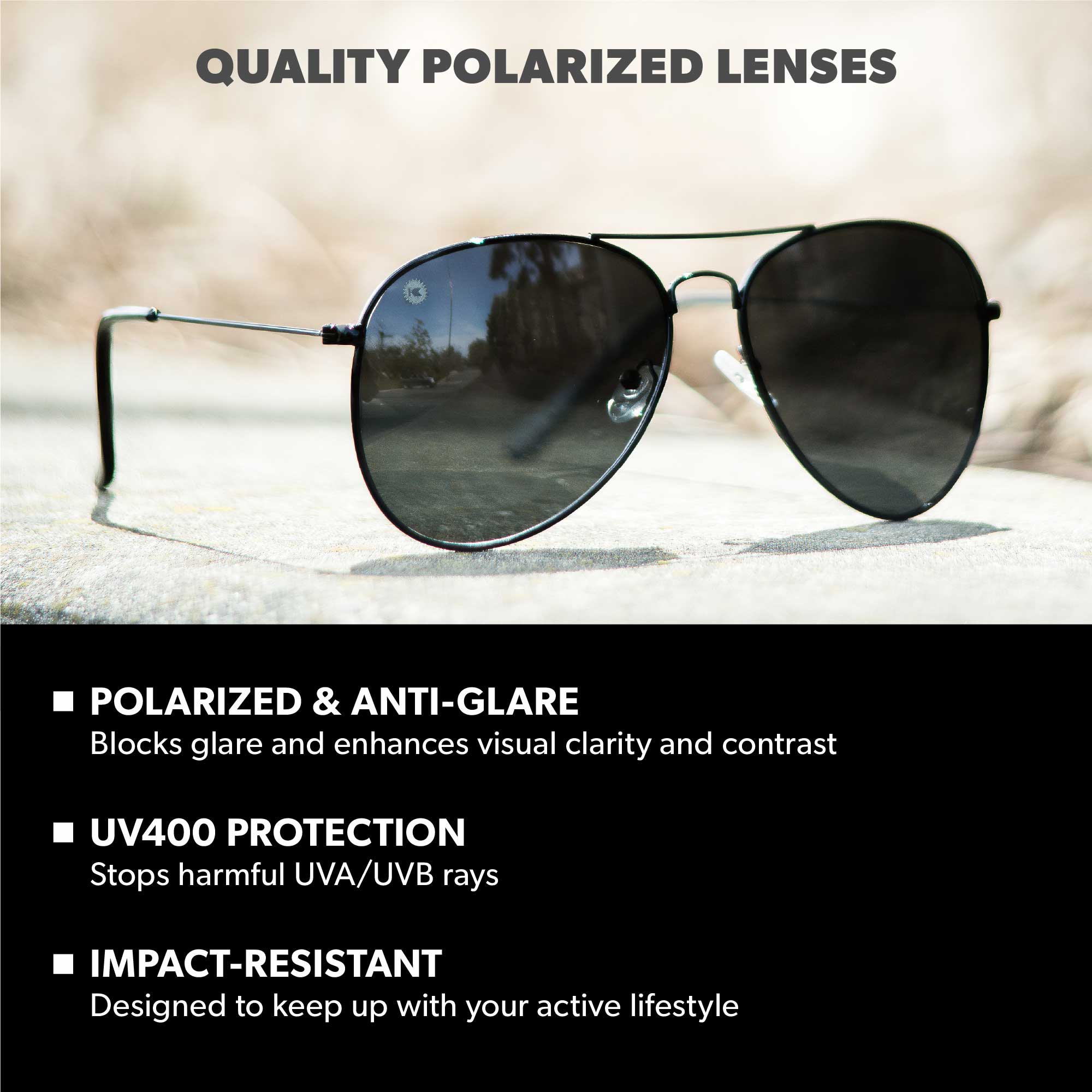 Black / Smoke Mile Highs Sunglasses, Lens Features
