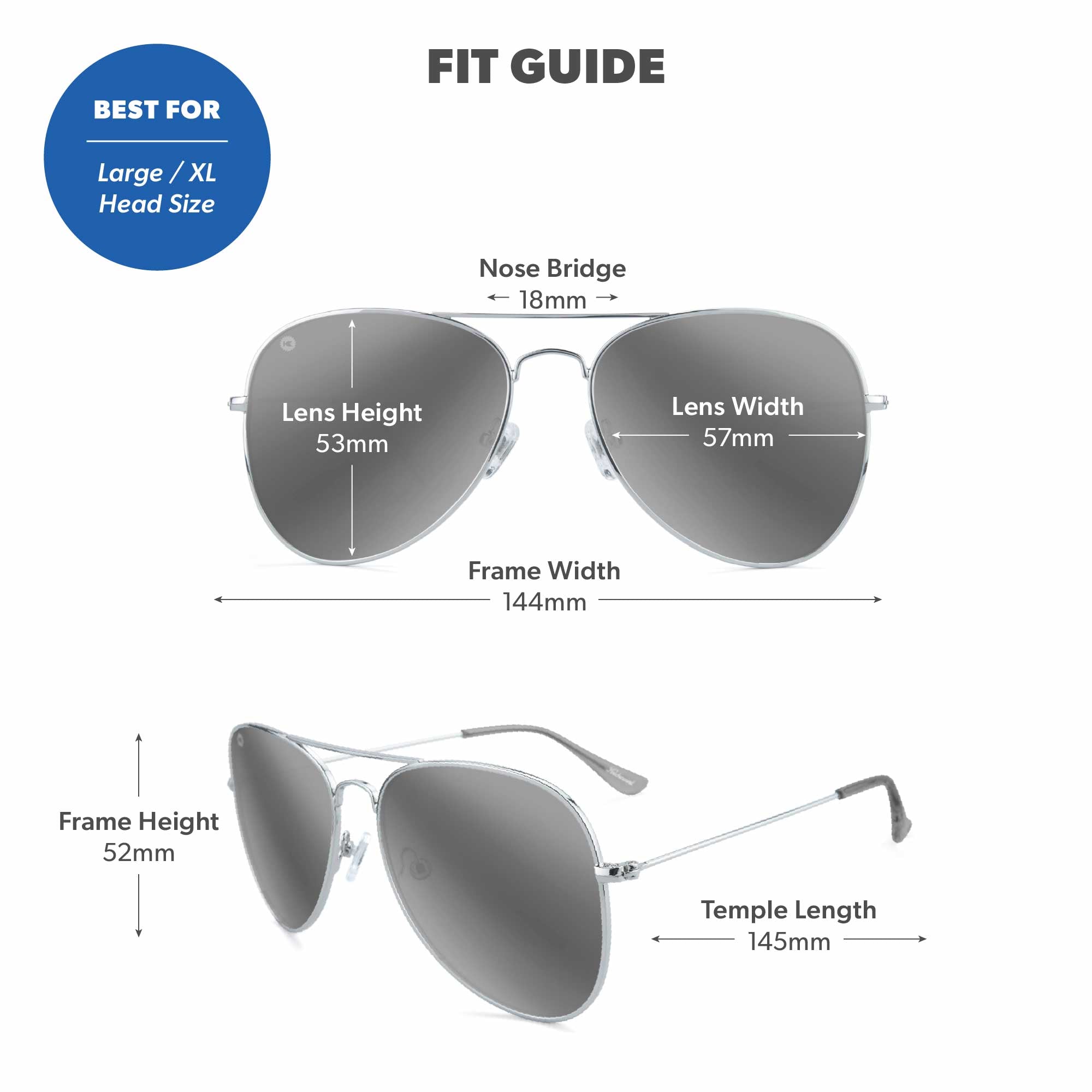 Silver / Silver Smoke Mile Highs Sunglasses, Fit Guide