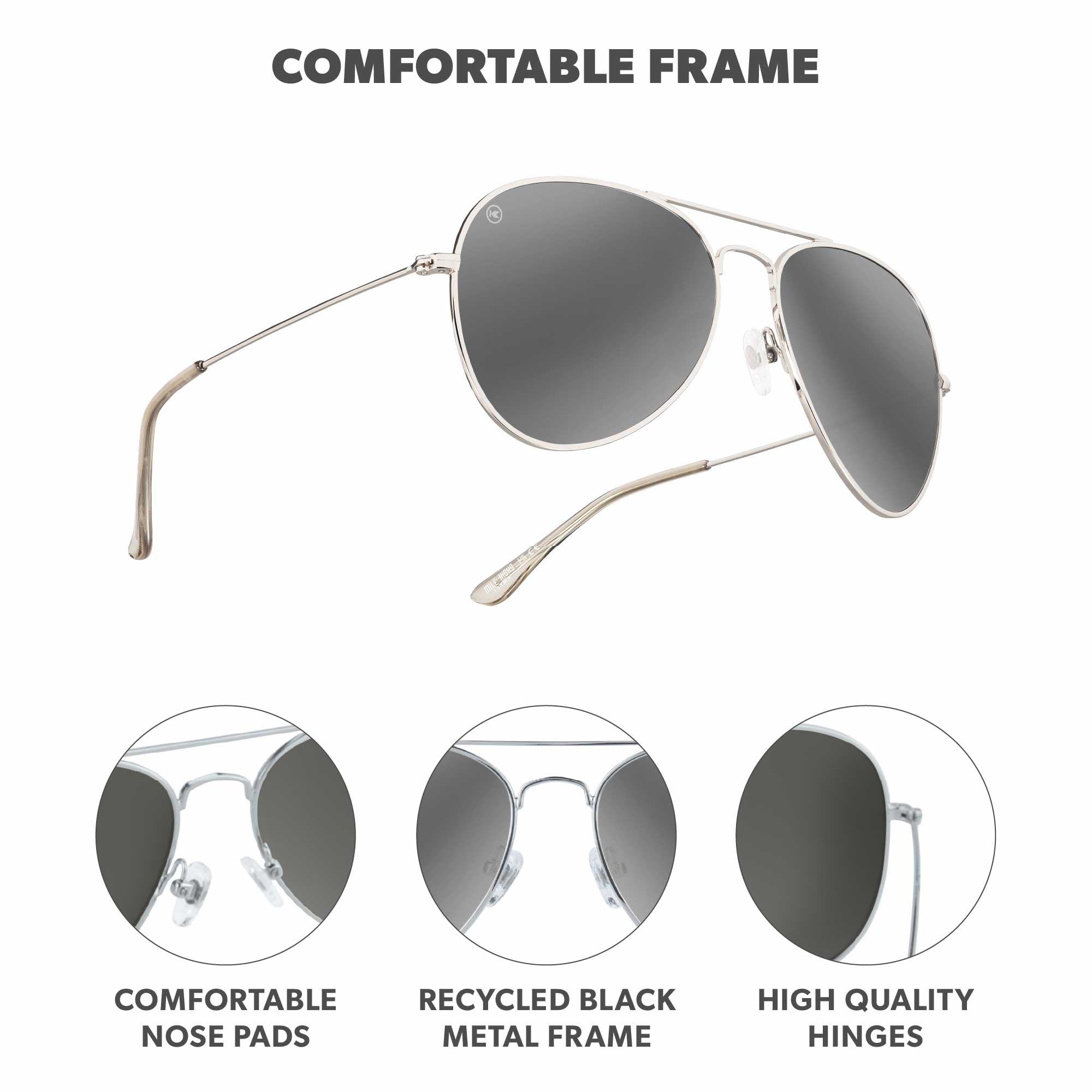Silver / Silver Smoke Mile Highs Sunglasses, Frame Features