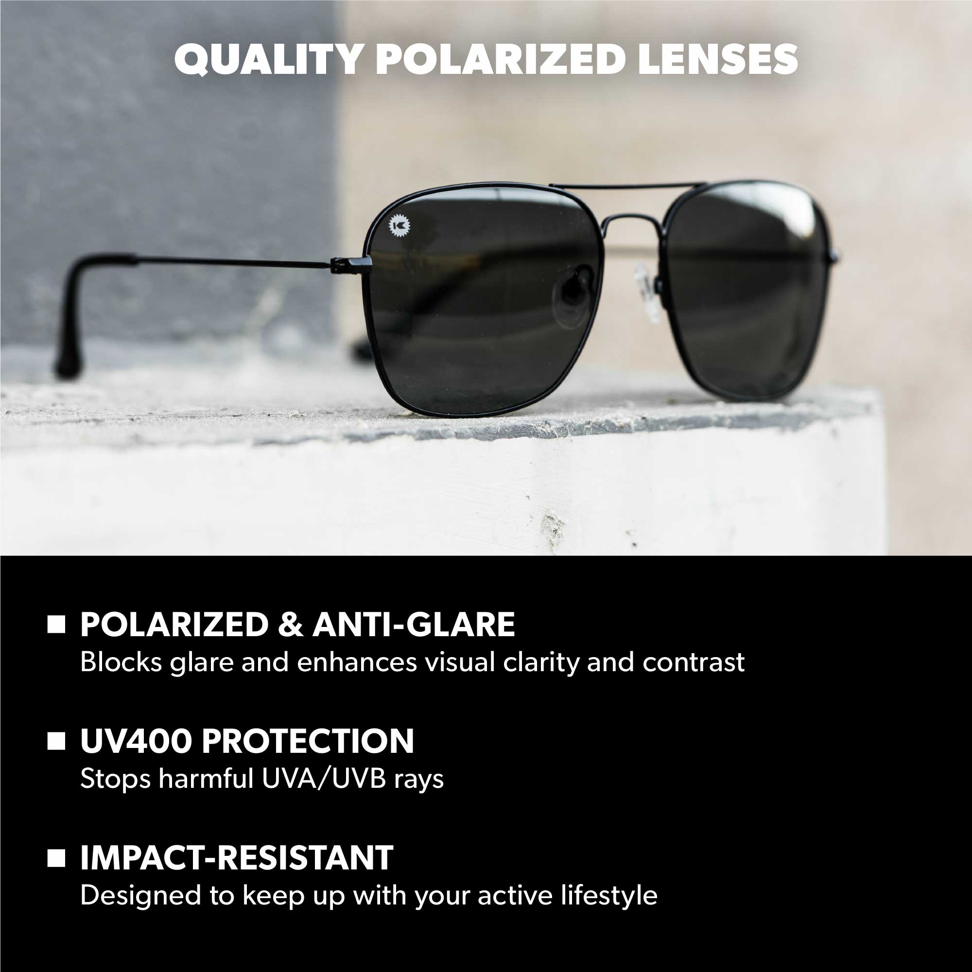 Black / Smoke Mount Evans Sunglasses, Lens Features