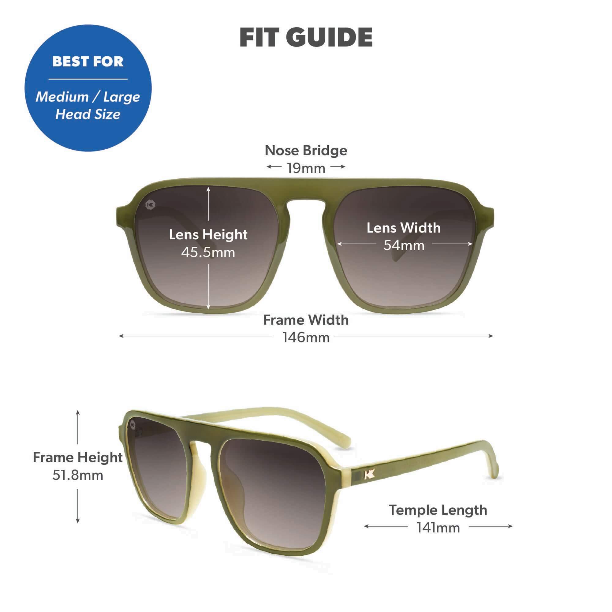 Coastal Dunes Pacific Palisades Sunglasses, Fit Guide