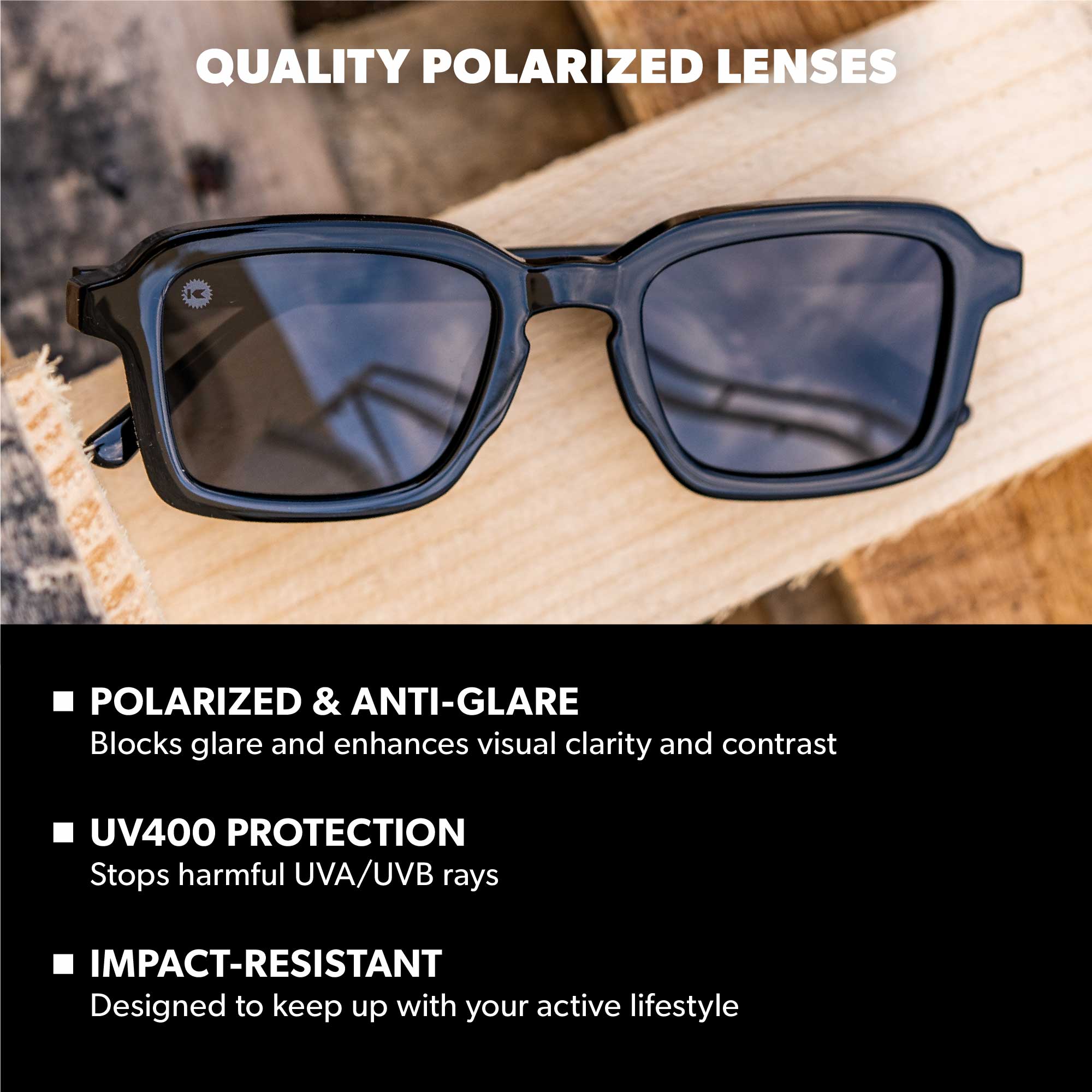 Piano Black Panoramas Sunglasses, Lens Features
