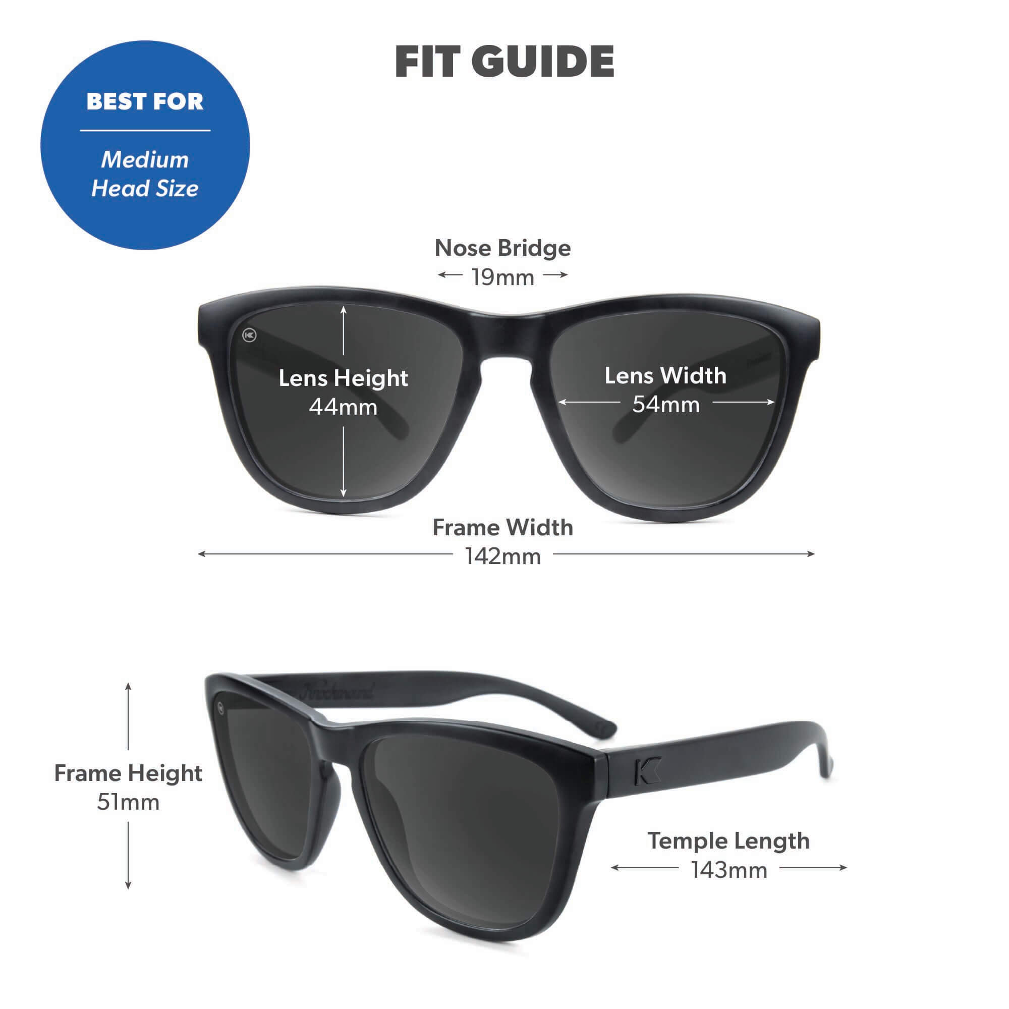 Black on Black Premiums Sunglasses, Fit Guide