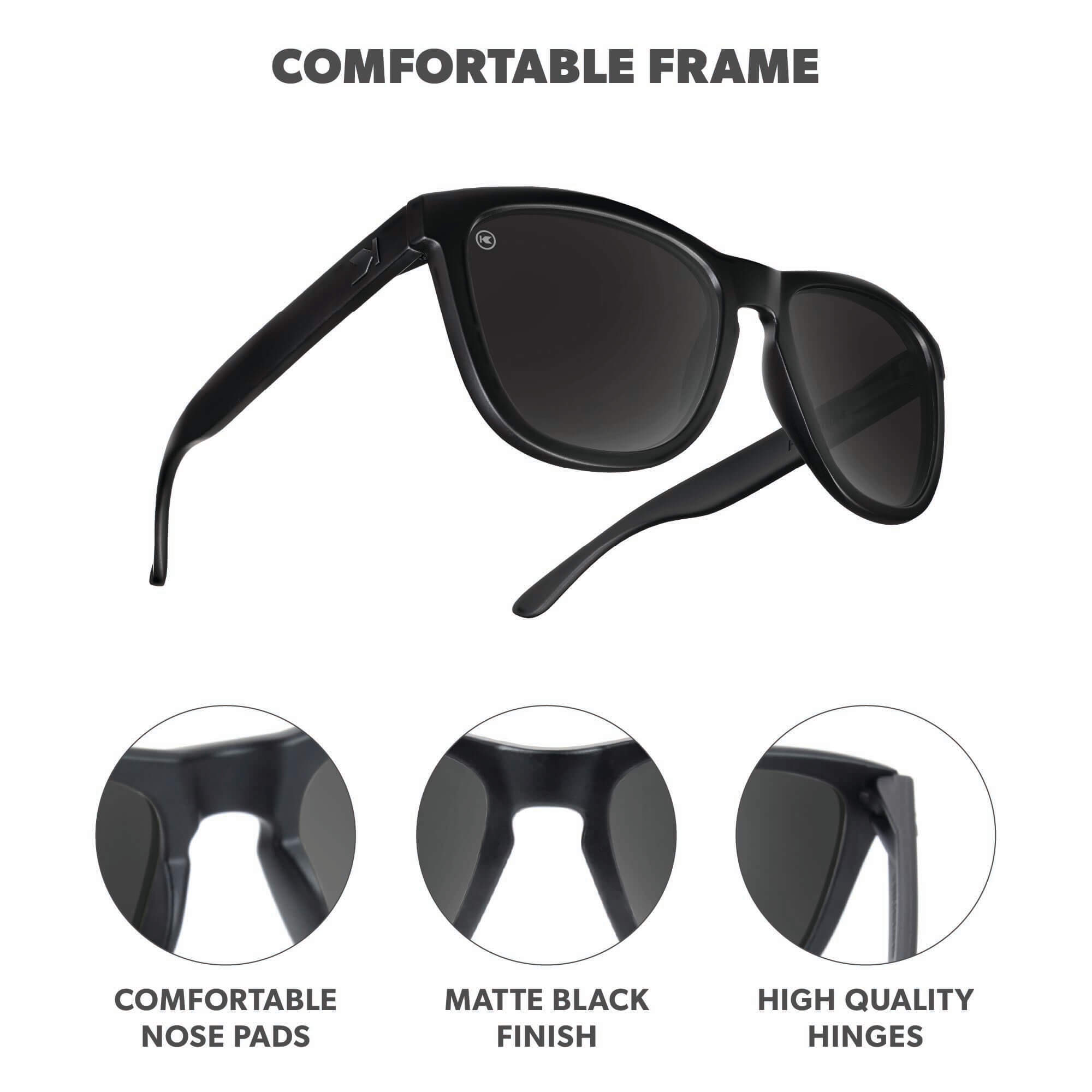 Black on Black Premiums Sunglasses, Frame Features