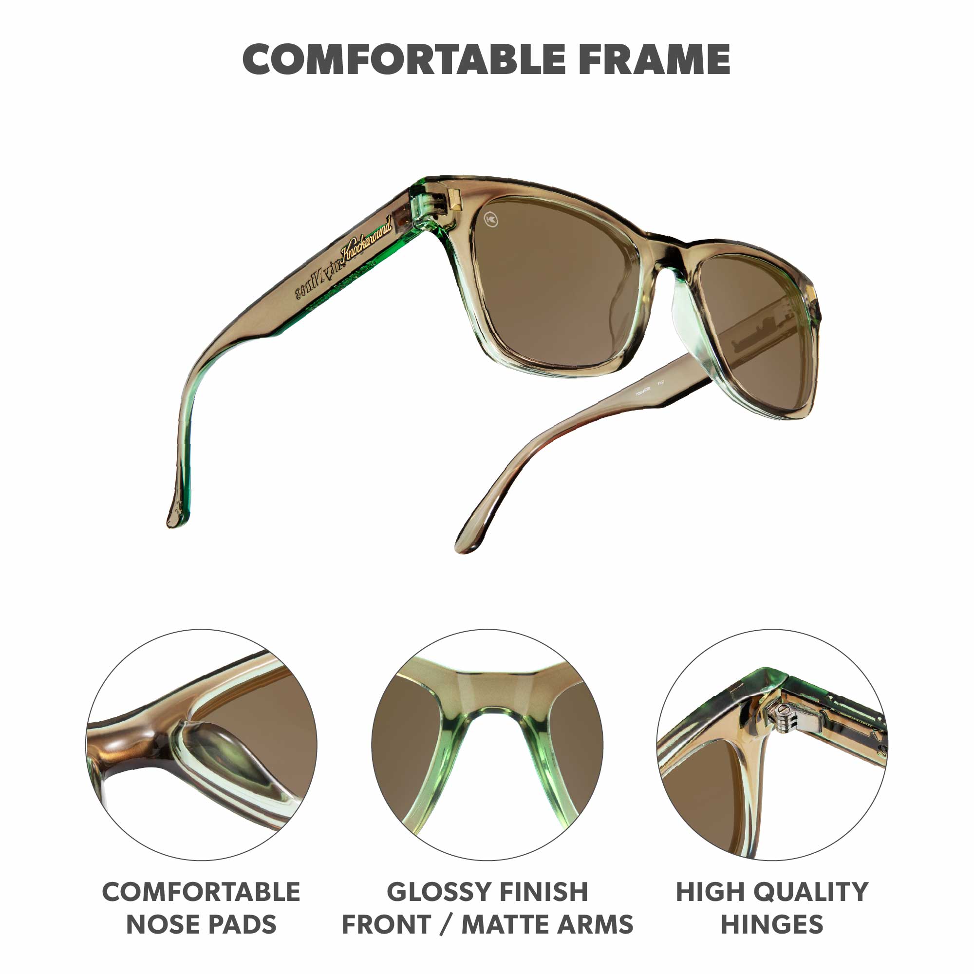 Aged Sage Seventy Nines Sunglasses, Frame Features