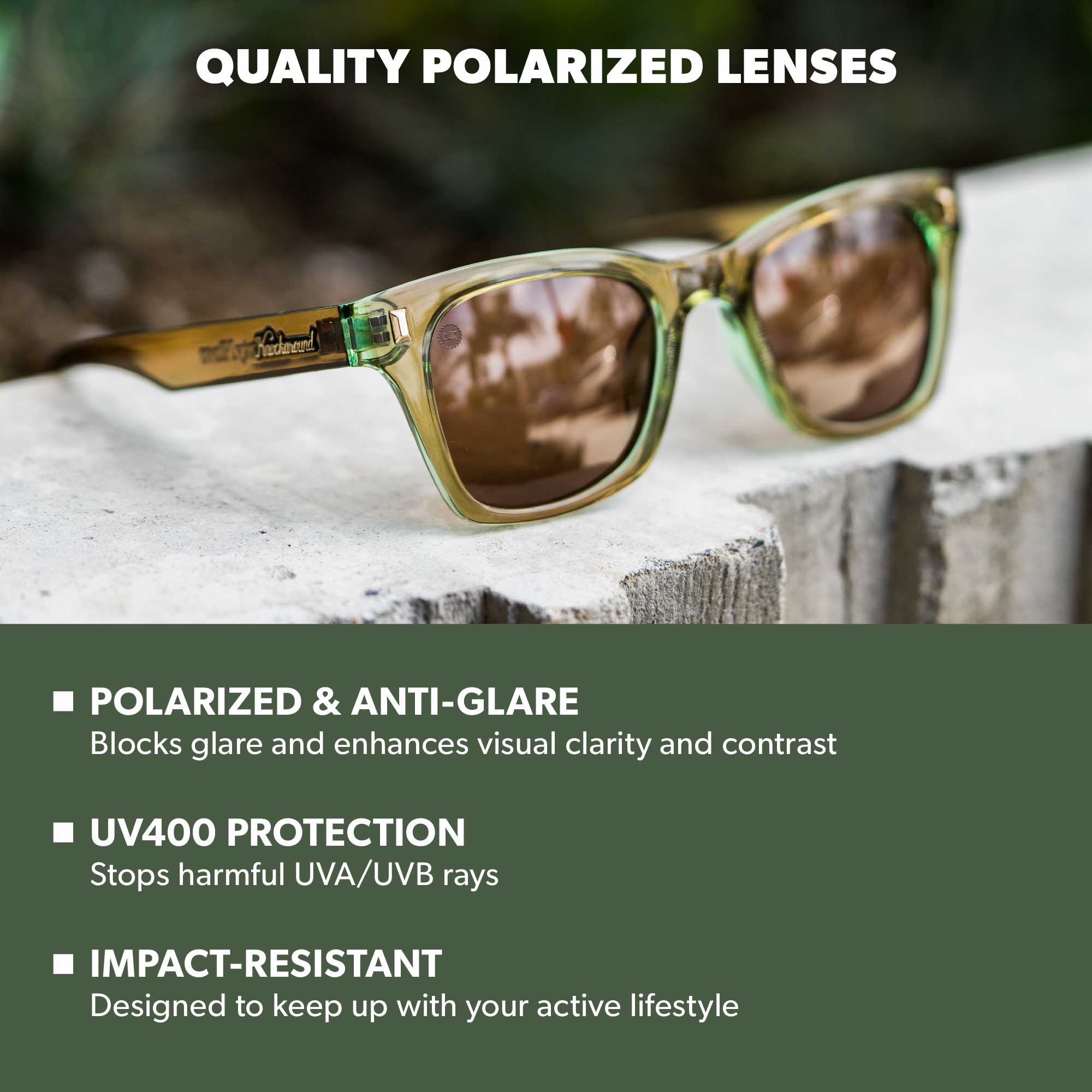 Aged Sage Seventy Nines Sunglasses,  Lens Features