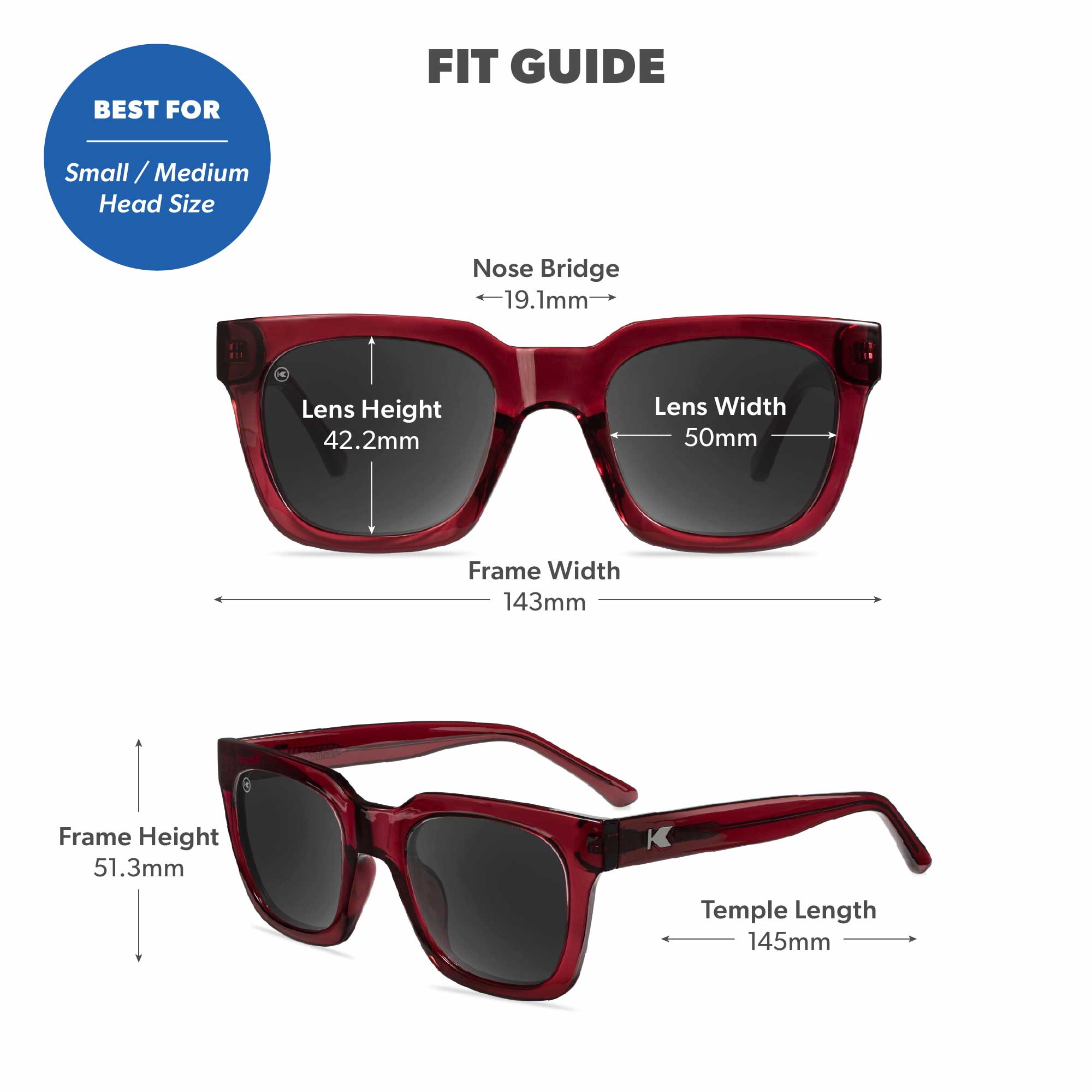 Black Cherry Songbirds Sunglasses, Fit Guide