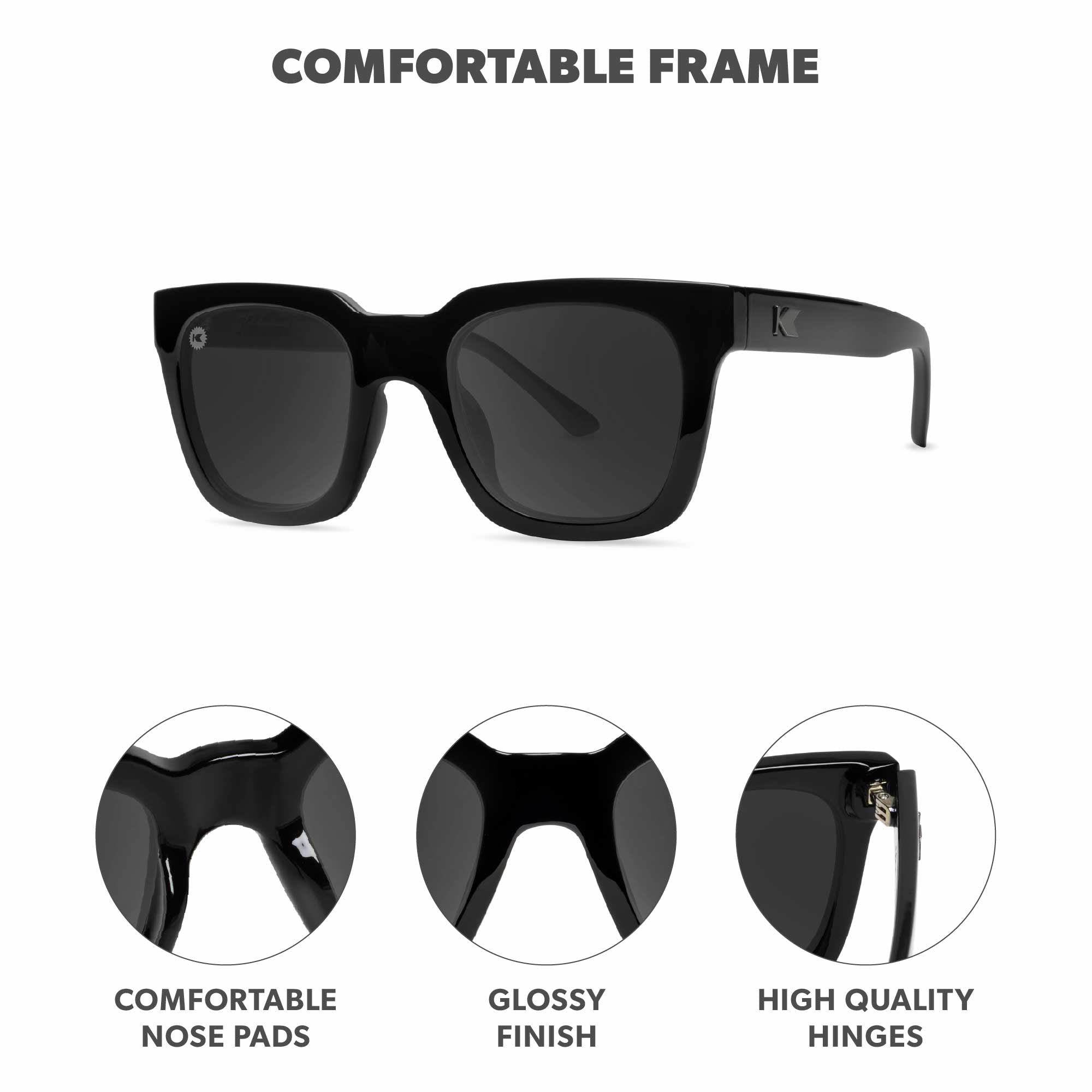 Piano Black Songbirds Sunglasses, Frame Features
