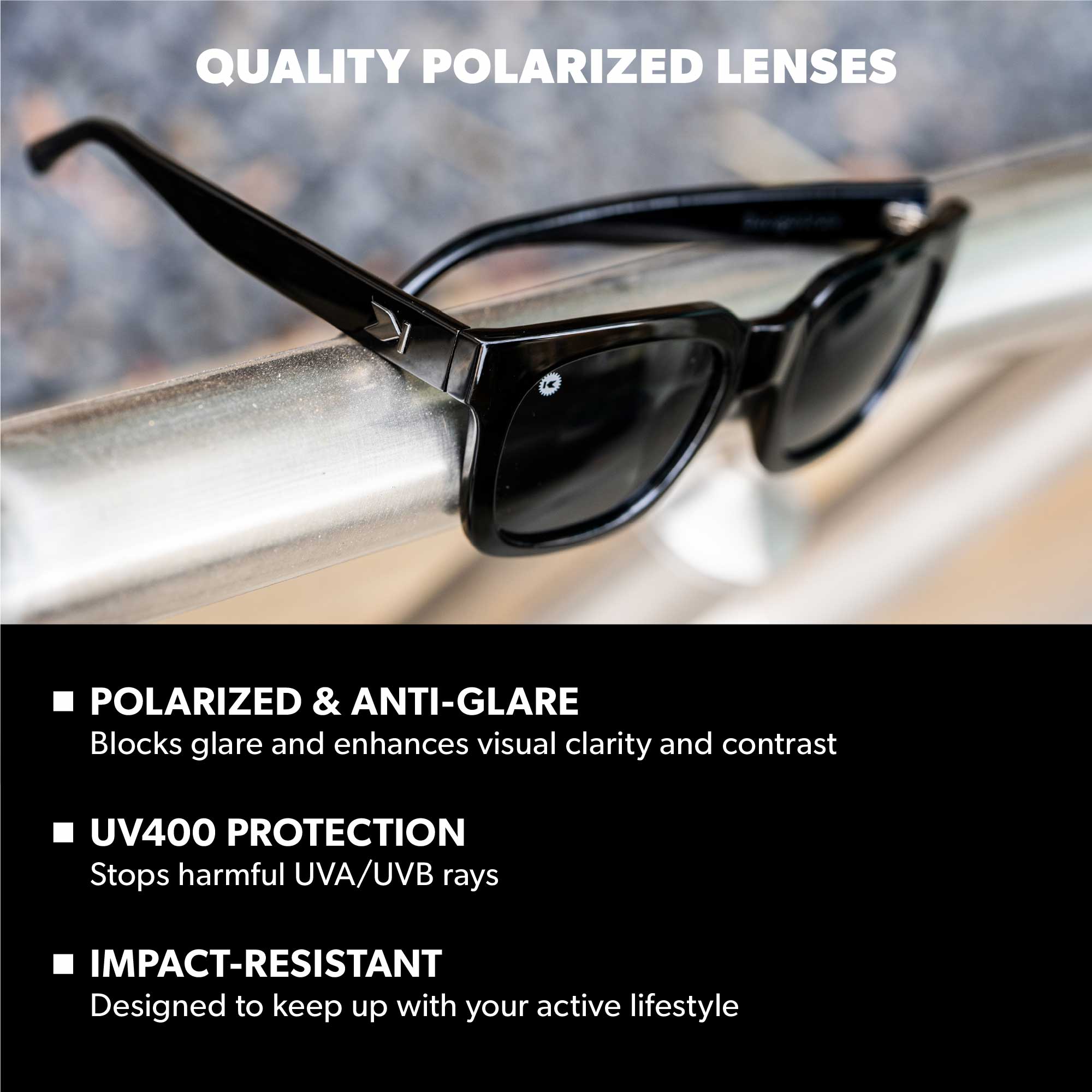 Piano Black Songbirds Sunglasses, Lens Features