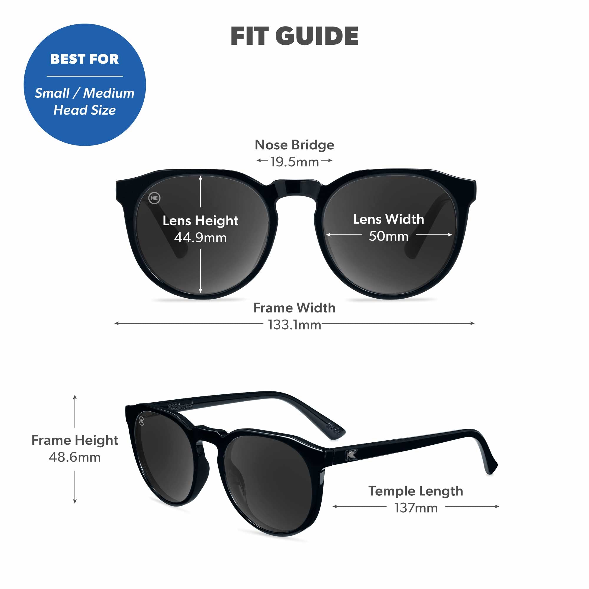 Piano Black Tide Pools Sunglasses, Fit Guide
