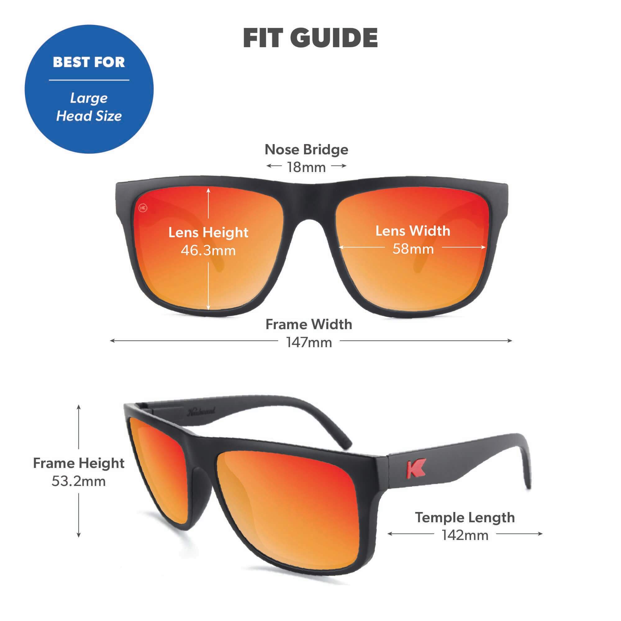 Matte Black / Red Sunset Torrey Pines Sunglasses, Fit Guide