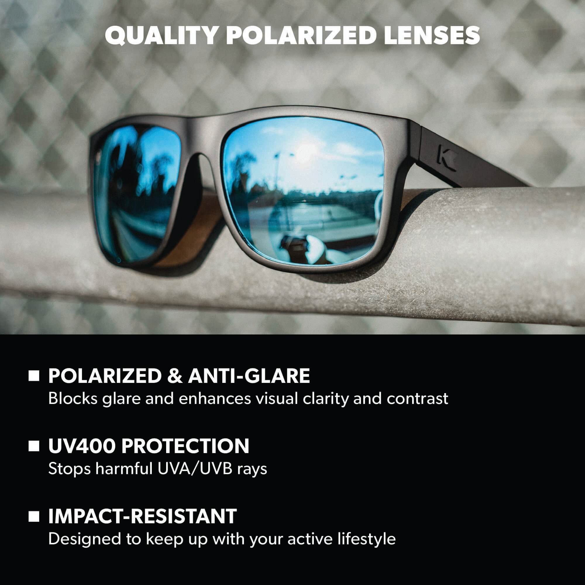 Matte Black on Black / Sky Blue Torrey Pines Sunglasses, Lens Features