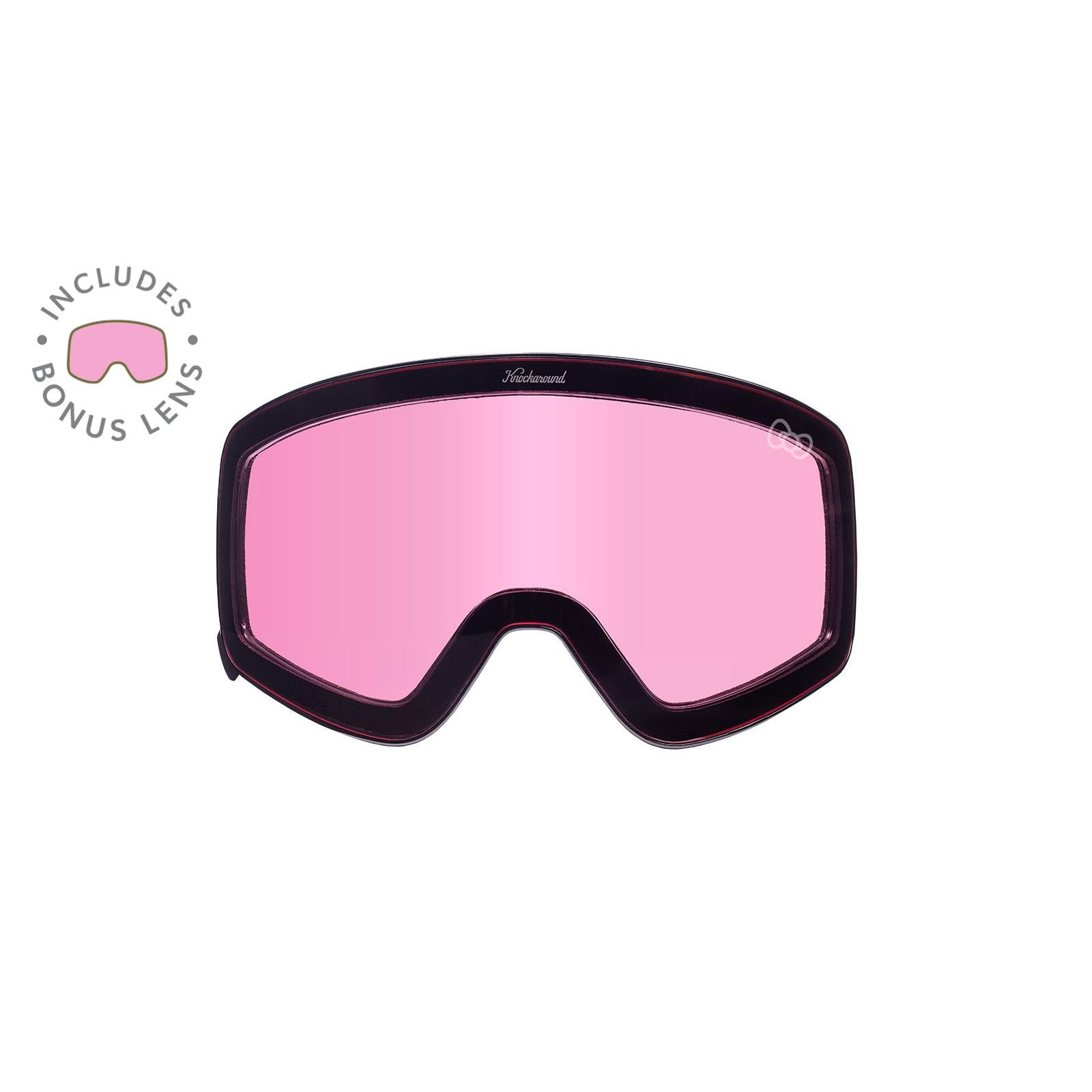 Knockaround Snow Goggles, Clear Pink, Bonus Lens