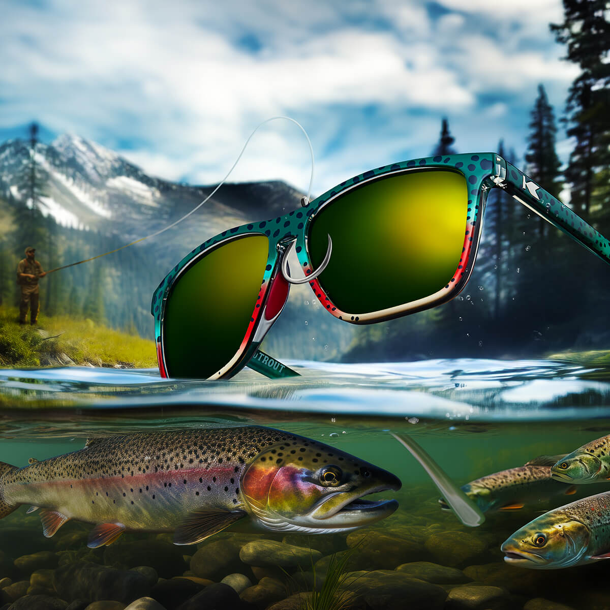 Limited Editions Rainbow Trout Fast Lanes Sport Sunglasses