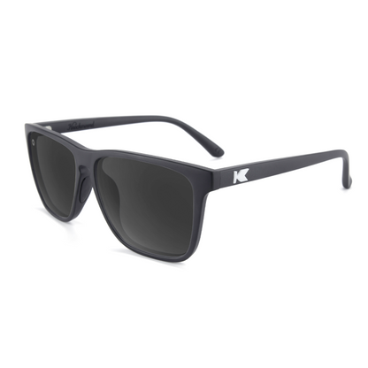 Sport Sunglasses with Matte Black Frame and Polarized Black Smoke Lenses, Flyover