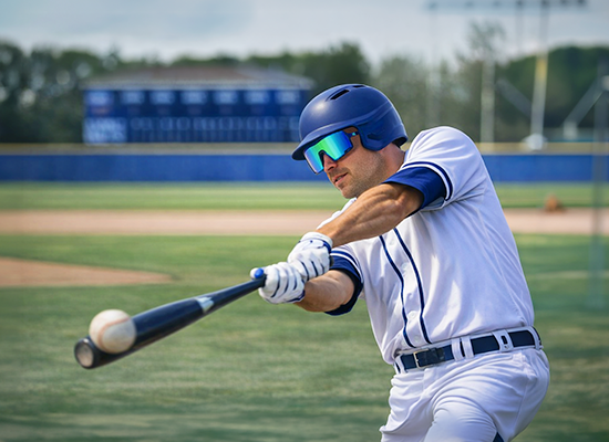 Man playing baseball while wearing Knockaround Campeones sunglasses