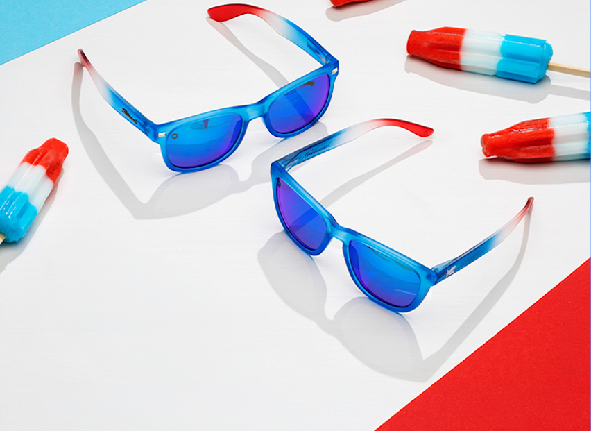 Red, white, and blue sunglasses by Knockaround